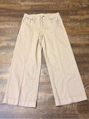 American Eagle Low Rise Baggy Wide Leg Jeans Womens 12 Khaki Tan Skater Retro
